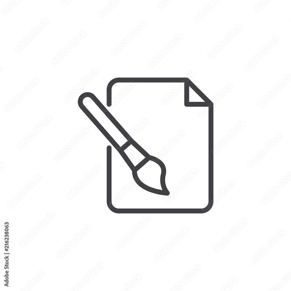 File with brush outline icon. linear style sign for mobile concept and web design. Painting simple line vector icon. Symbol, logo illustration. Pixel perfect vector graphics File with brush outline icon. linear style sign for mobile concept and web design. Painting simple line vector icon. Symbol, logo illustration. Pixel perfect vector graphics