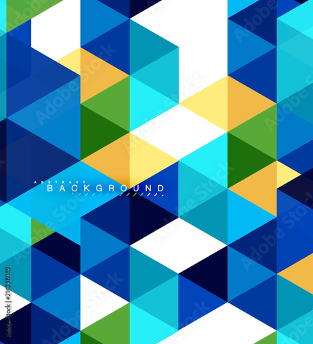 Multicolored triangles abstract background, mosaic tiles concept