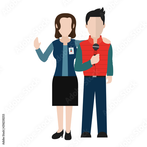 woman and man reporters togethers news