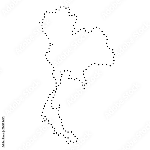 Thailand abstract schematic map from the black dots along the perimeter. Vector illustration.