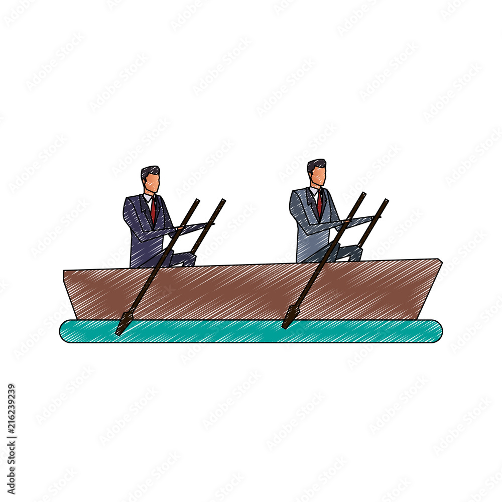 Businessmens on boat vector illustration graphic design