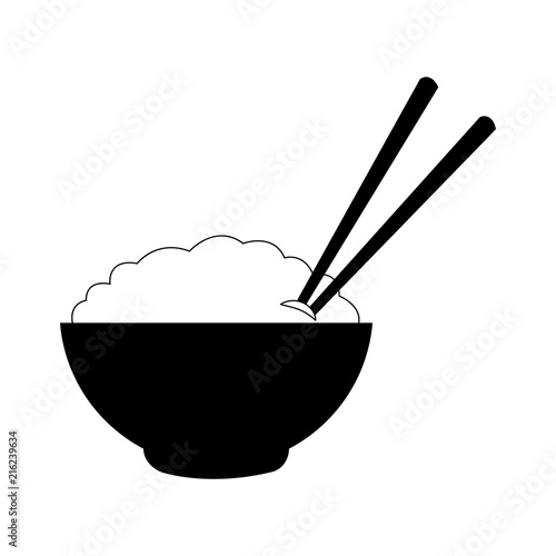 Rice on bowl with chopsticks vector illustration graphic design