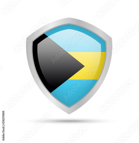 Shield with Bahamas flag on white background. Vector illustration. Free Download Shield with Bahamas flag on white background. Vector illustration. - GFXLoad