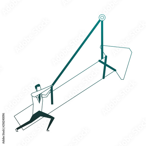 Businessman pulling arrow up with rope vector illustration graphic design