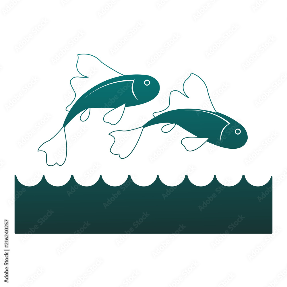 Fototapeta premium Fishes in the sea vector illustration graphic design