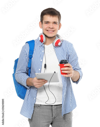 Teenager with backpack, hea...