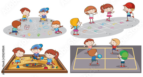 A set of children playing at playground