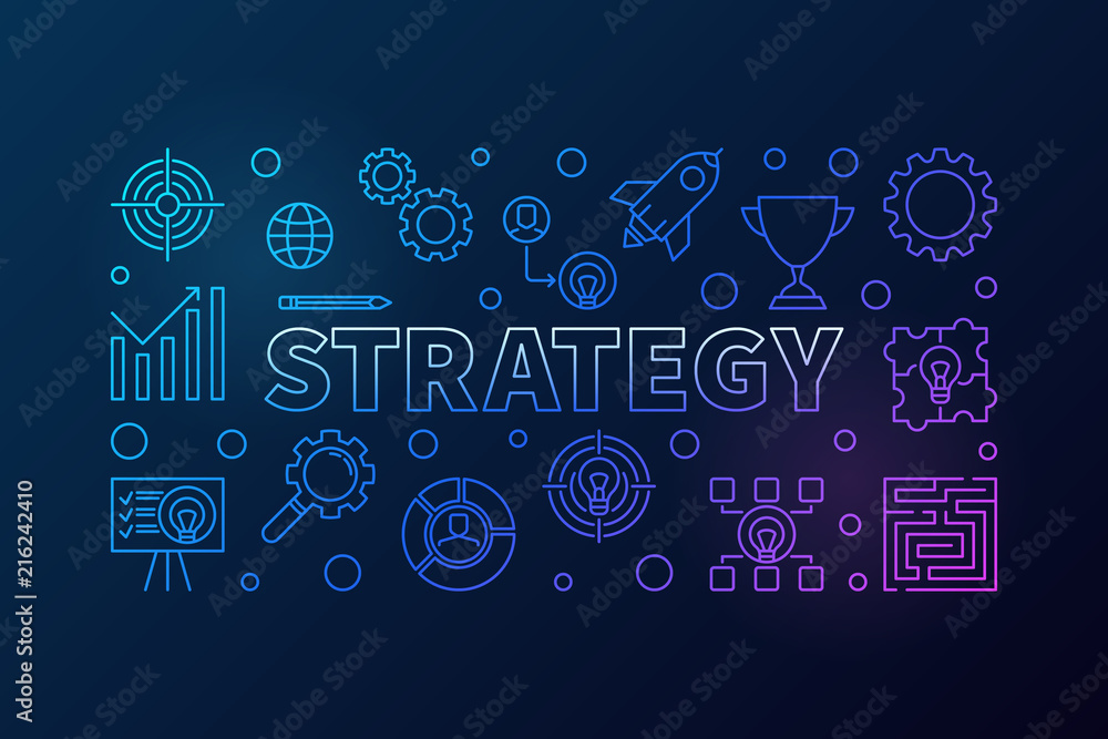 Strategy outline vector creative banner or illustration