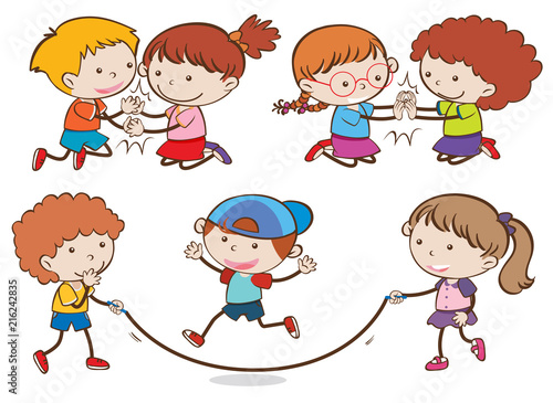 Set of children playing