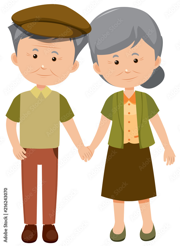 An elderly couple on white background An elderly couple on white background