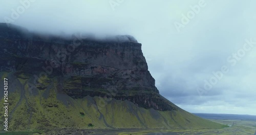 Aerial view of huge cliff with cloud cover