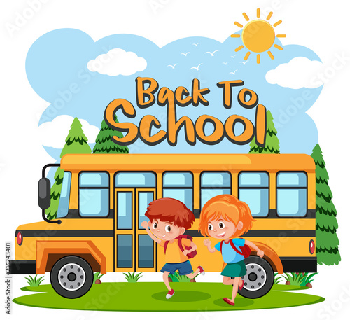 Students going to school by bus