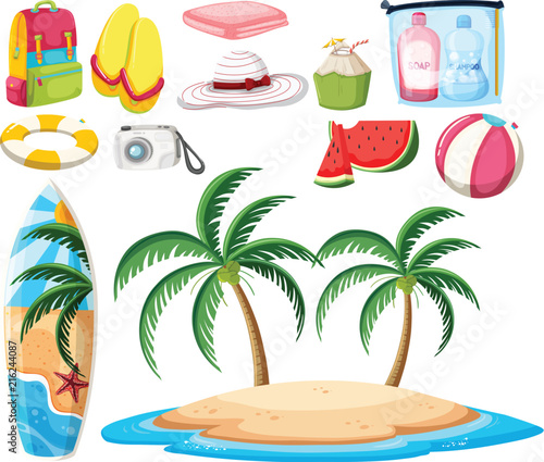 Set of beach objects