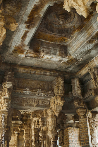 Interiors and ceilings of Maha Mandapa, Vitthala Temple complex, Hampi, Karnataka.
