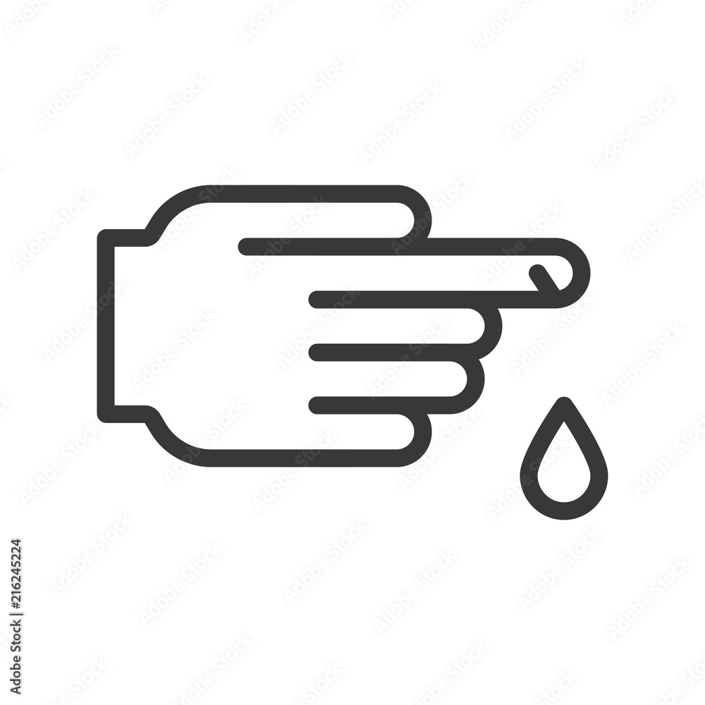 finger and bleeding droplet, hurt or injured outline icon finger and bleeding droplet, hurt or injured outline icon