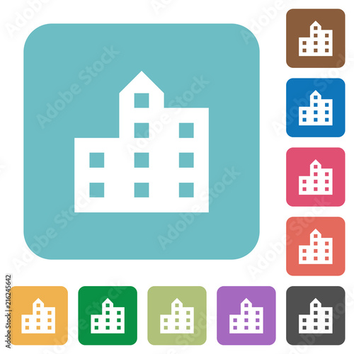 City silhouette rounded square flat icons