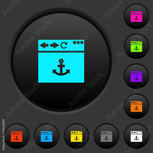 Browser anchor dark push buttons with color icons