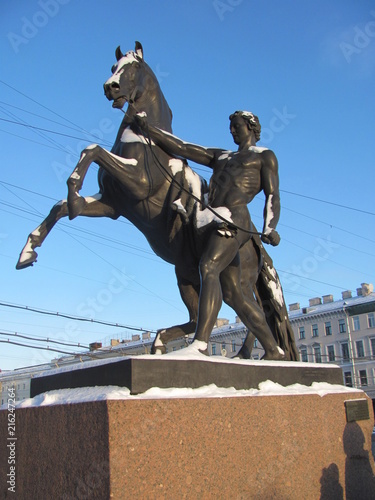 An unbridled horse, a statue on the Anichkov Bridge, St. Petersburg