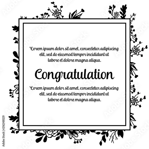 Collection congratulation floral design hand draw vector illustration