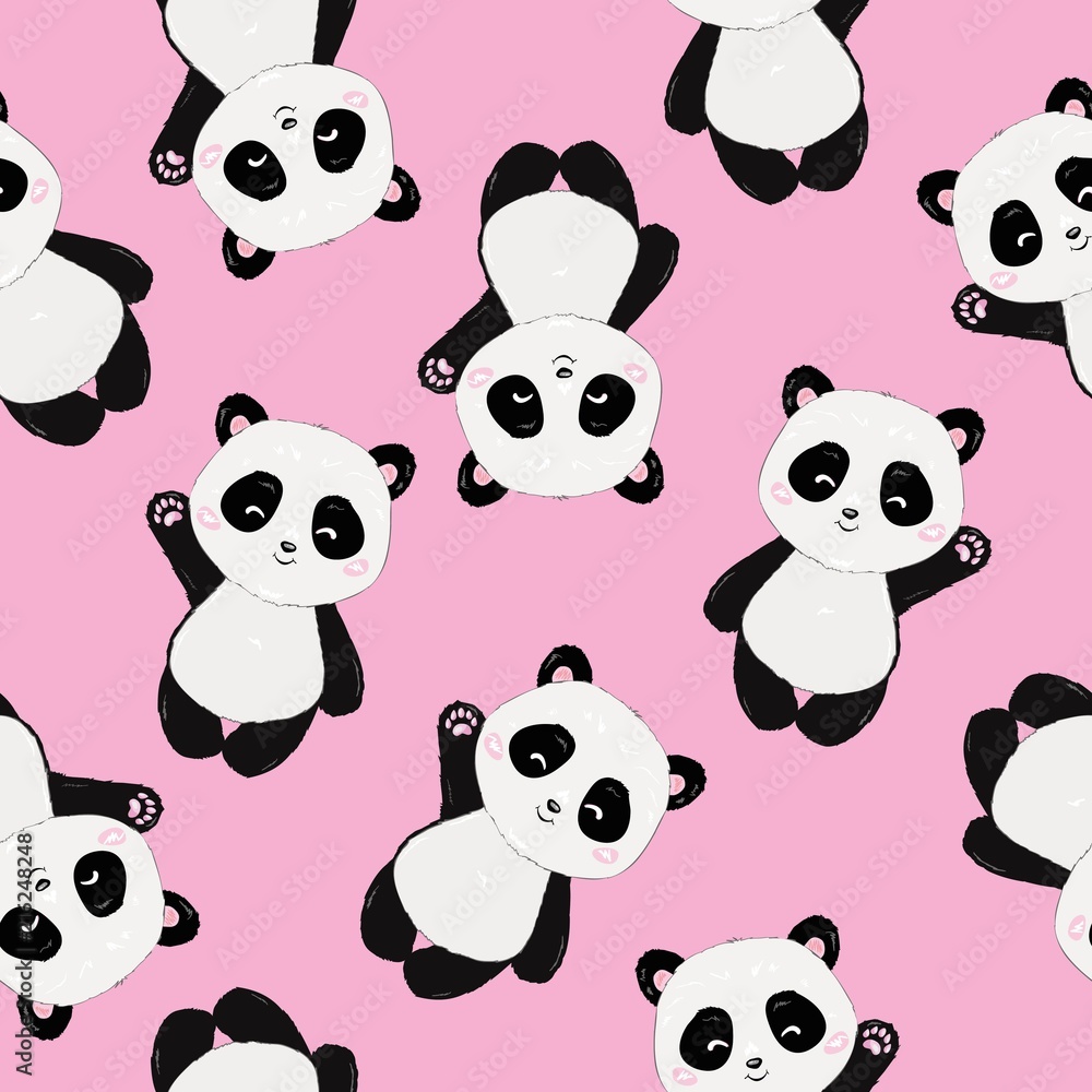 Seamless Cute Cartoon Panda Pattern Seamless Cute Cartoon Panda Pattern