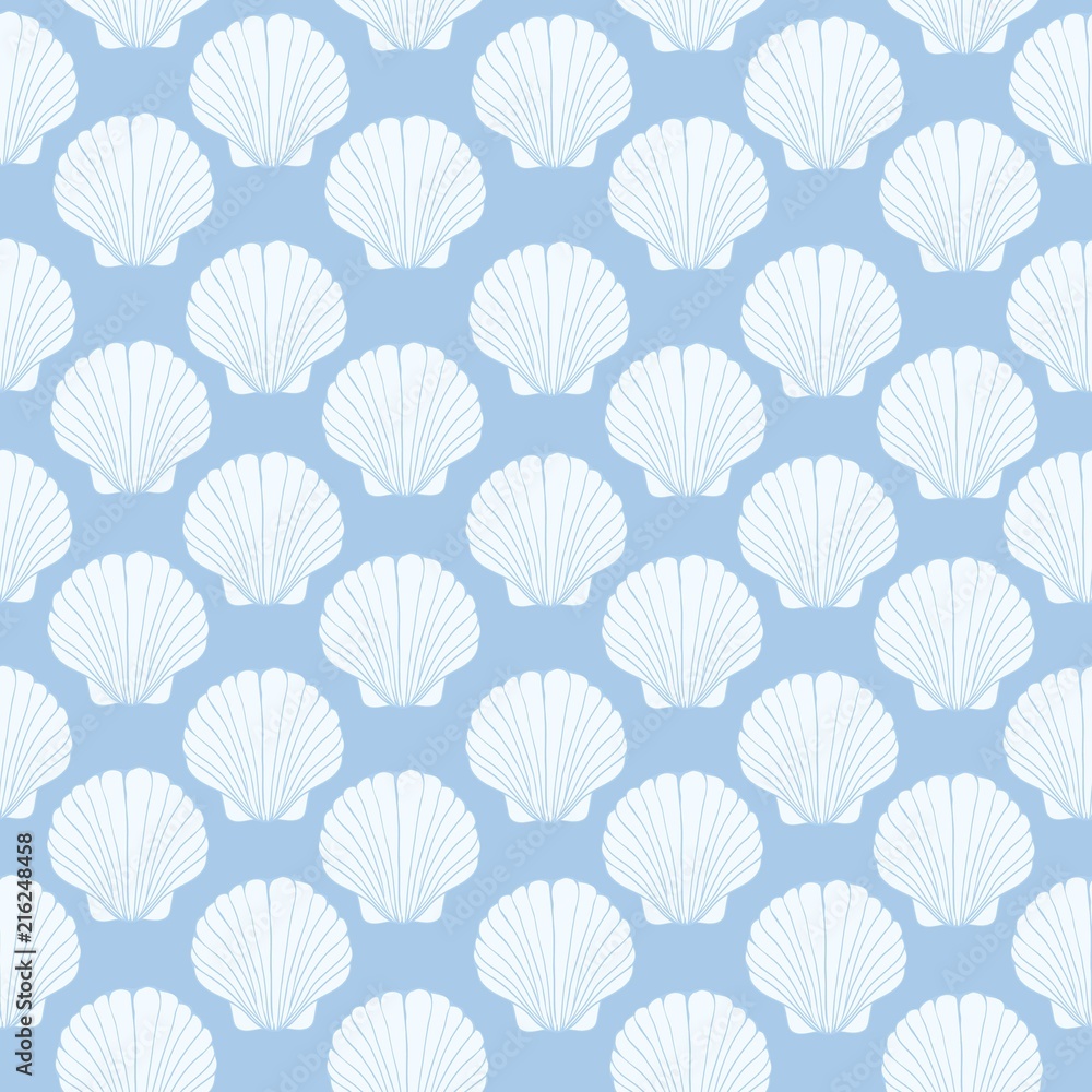 Hand drawn vector illustrations - seamless pattern of seashells. Marine background. Hand drawn vector illustrations - seamless pattern of seashells. Marine background.
