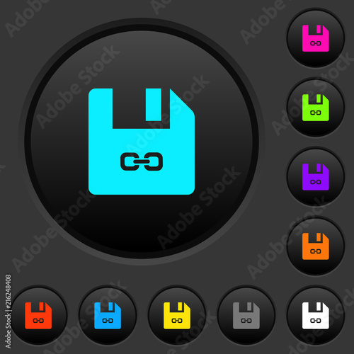 Symbolic link file dark push buttons with color icons photo