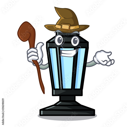 Witch street lamp mascot cartoon