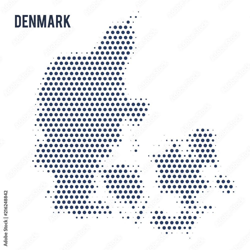 Dotted map of Denmark isolated on white background. Stock Vector ...