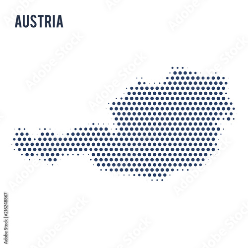 Dotted map of Austria isolated on white background.