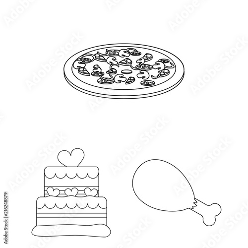 Fast food outline icons in set collection for design.Food from semi-finished products vector symbol stock web illustration.