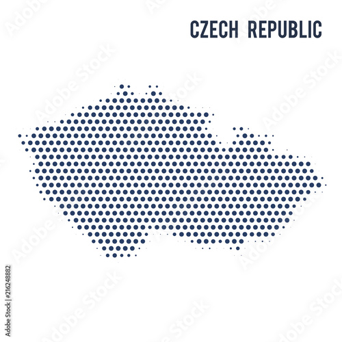 Dotted map of Czech Republic isolated on white background.