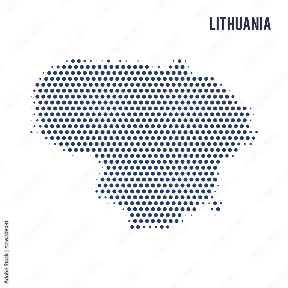 Dotted map of Lithuania isolated on white background.