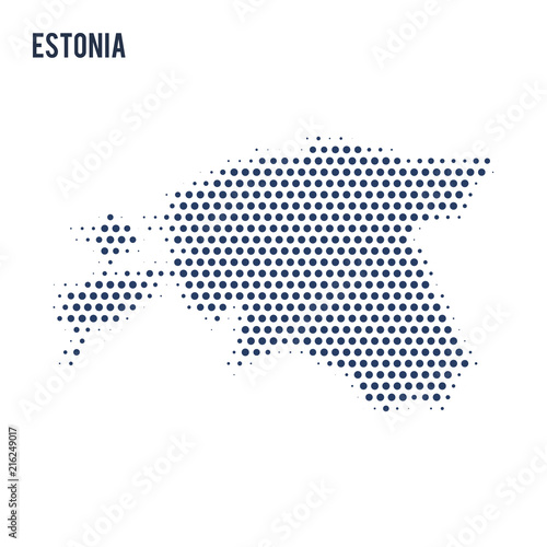 Dotted map of Estonia isolated on white background.