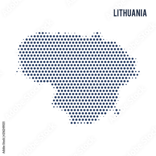 Dotted map of Lithuania isolated on white background.