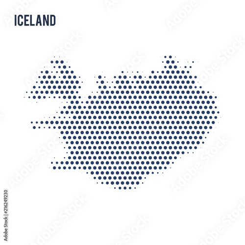 Dotted map of Iceland isolated on white background.