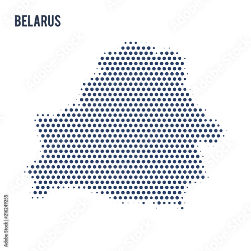 Dotted map of Belarus isolated on white background.