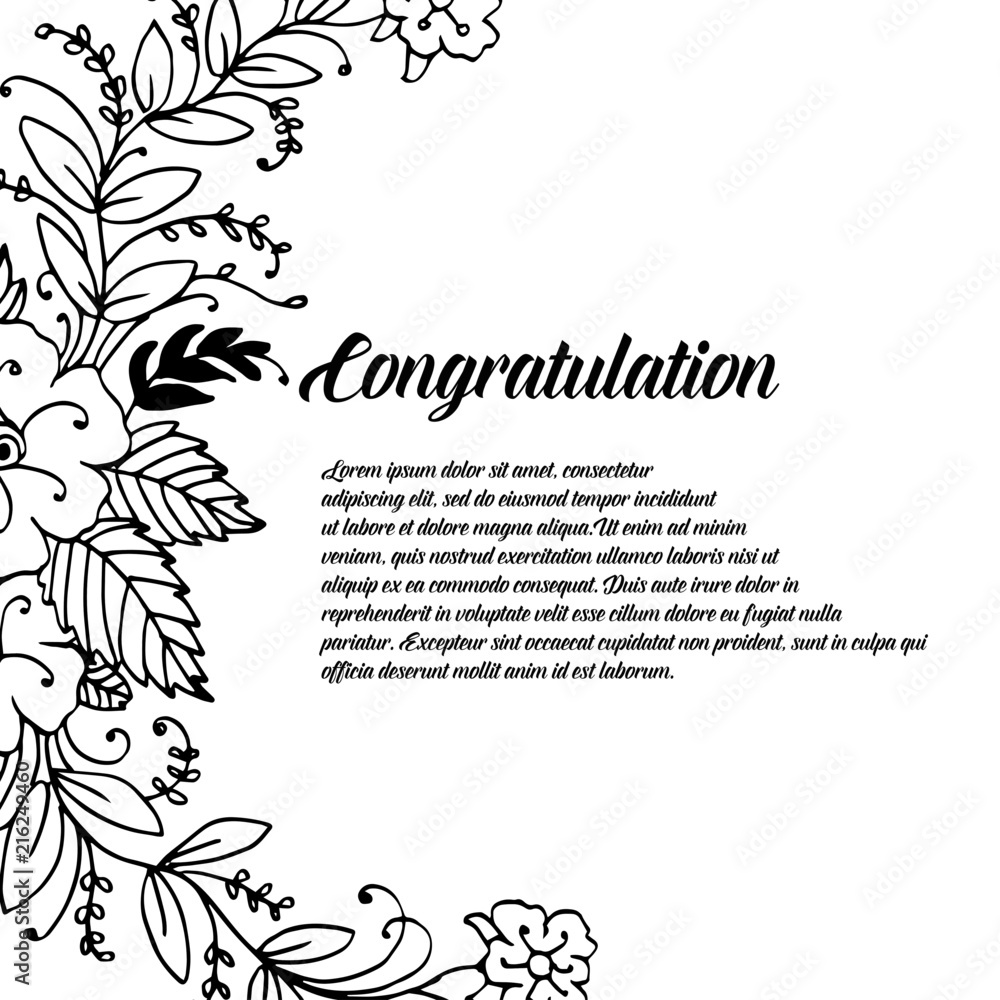 Flower art congratulation template design vector illustration