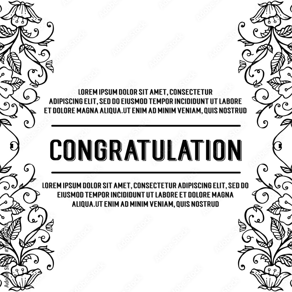 Obraz premium Flower art congratulation template design vector illustration