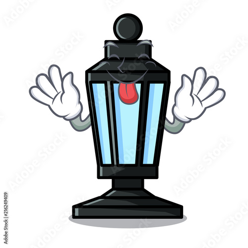 Tongue out street lamp mascot cartoon