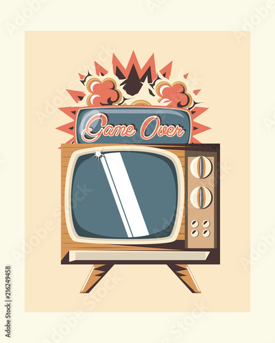 retro television  over yellow background, colorful design. vector illustration
