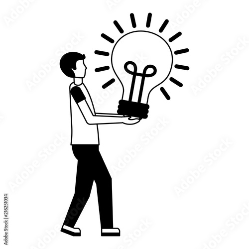 Wallpaper Mural young man with light bulb isolated icon Torontodigital.ca