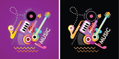 Papier peint photo Art abstrait Affiche festival musique design vibrant  ©  danjazzia