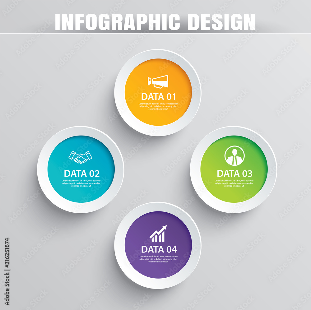 Infographics circle paper with 4 data template. Vector illustration abstract background. Can be used for workflow layout, business step, brochure, flyers, banner, web design. Infographics circle paper with 4 data template. Vector illustration abstract background. Can be used for workflow layout, business step, brochure, flyers, banner, web design.