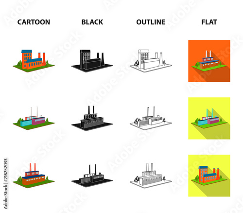 Processing factory,metallurgical plant. Factory and industry set collection icons in cartoon,black,outline,flat style isometric vector symbol stock illustration web.