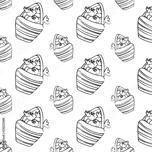 grunge fruits and vegetables inside wood hamper background