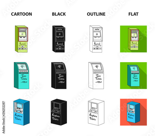 Cash machine for cash, terminal for payment, ticket machine. Terminals set collection icons in cartoon,black,outline,flat style isometric vector symbol stock illustration web .