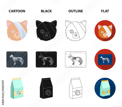 Scissors, cat, bandage, wounded .Vet Clinic set collection icons in cartoon,black,outline,flat style vector symbol stock illustration web.