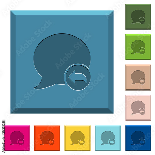 Reply blog comment engraved icons on edged square buttons