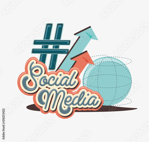 social media marketing numeral symbol vector illustration design