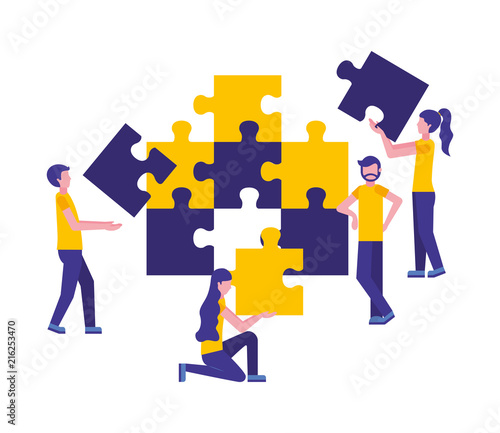 team work with puzzle pieces